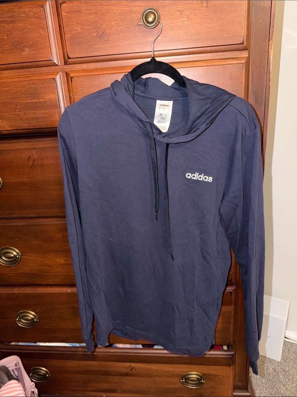 adidas Navy Long-Sleeve Hooded Tee